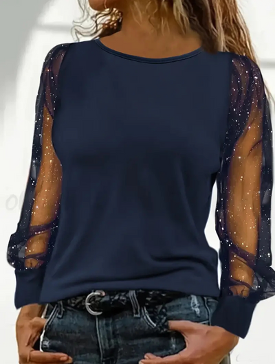 Zavando | Damen Glitzer Oberteile | Schwarze Top