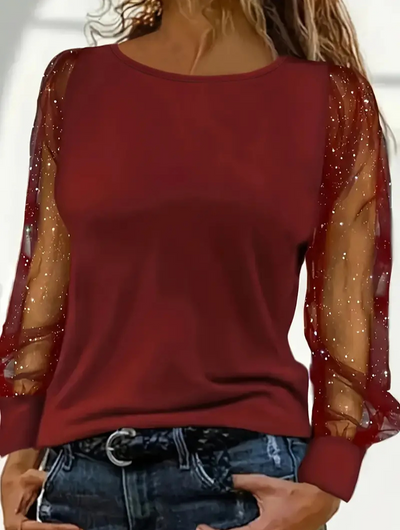 Zavando | Damen Glitzer Oberteile | Schwarze Top