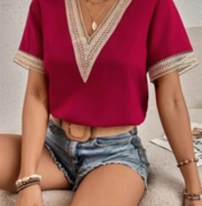 Zavando | Damen Kurzarm Bluse | Modern
