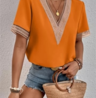 Zavando | Damen Kurzarm Bluse | Modern