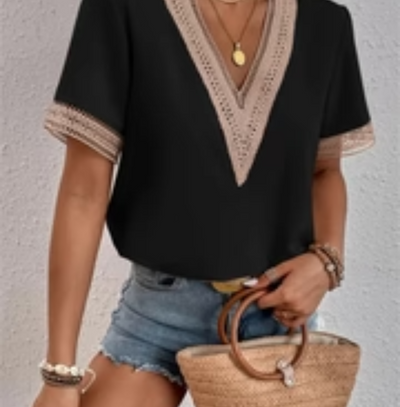 Zavando | Damen Kurzarm Bluse | Modern