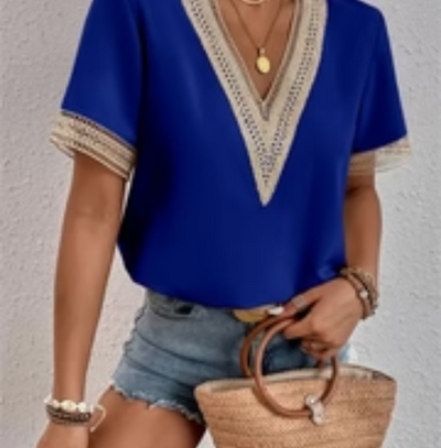 Zavando | Damen Kurzarm Bluse | Modern
