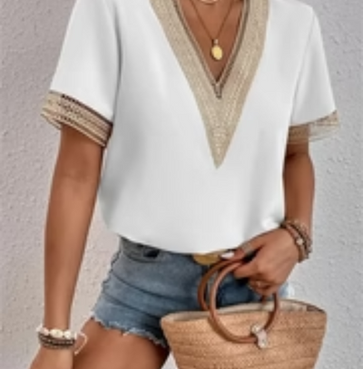 Zavando | Damen Kurzarm Bluse | Modern