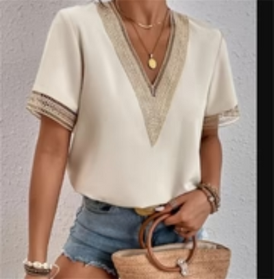 Zavando | Damen Kurzarm Bluse | Modern