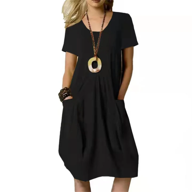 Zavando | Damen Sommer Kurzärmliges Kleid | A linie