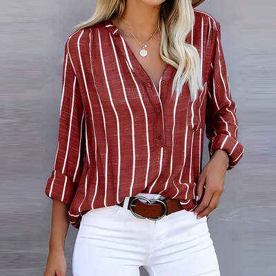 Zavando | Damen Langarm Bluse | Gestreift shirt