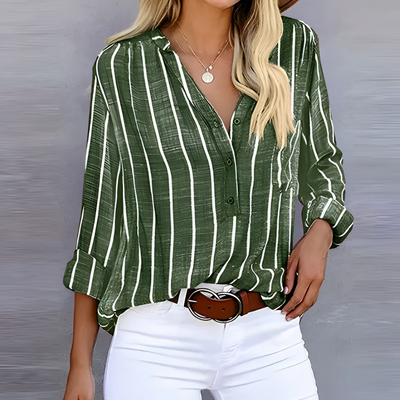 Zavando | Damen Langarm Bluse | Gestreift shirt