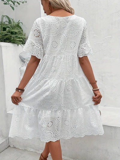Zavando | Weiß Sommerkleid | Midi