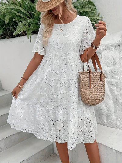 Zavando | Weiß Sommerkleid | Midi
