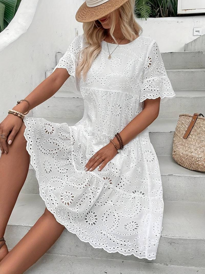 Zavando | Weiß Sommerkleid | Midi