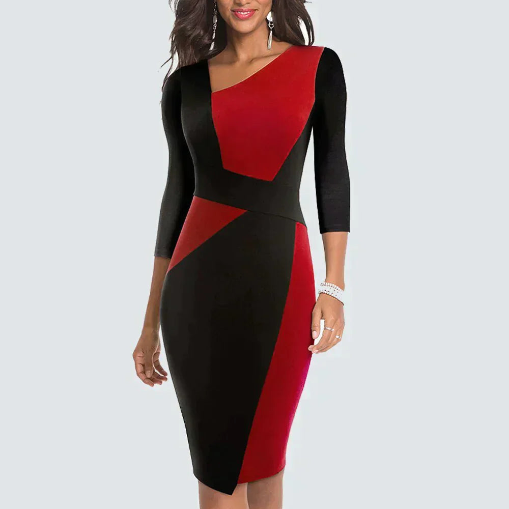 Zavando – Einzigartiges Patchwork-Bleistiftkleid für Damen