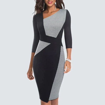 Zavando – Einzigartiges Patchwork-Bleistiftkleid für Damen