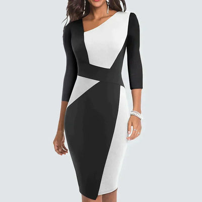 Zavando – Einzigartiges Patchwork-Bleistiftkleid für Damen