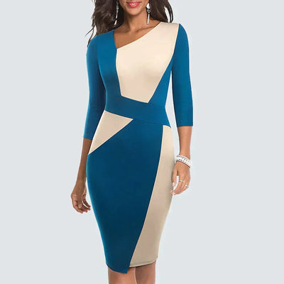 Zavando – Einzigartiges Patchwork-Bleistiftkleid für Damen