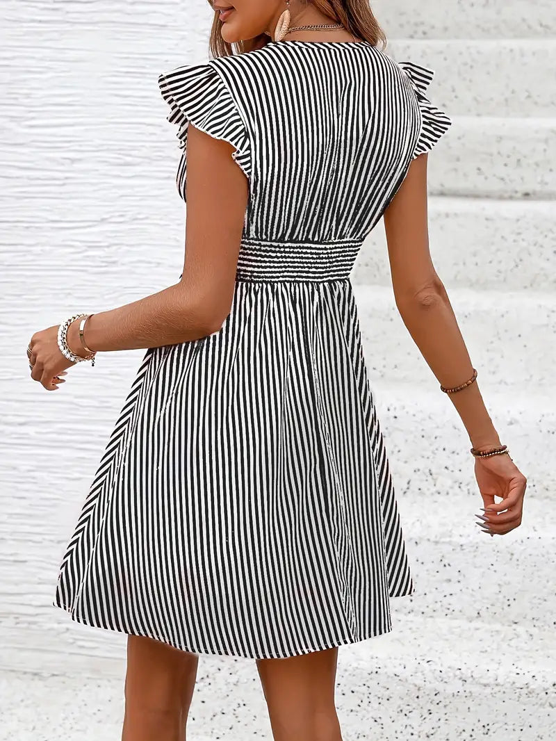 Zavando – Minikleid mit gestreiften Flügelärmeln