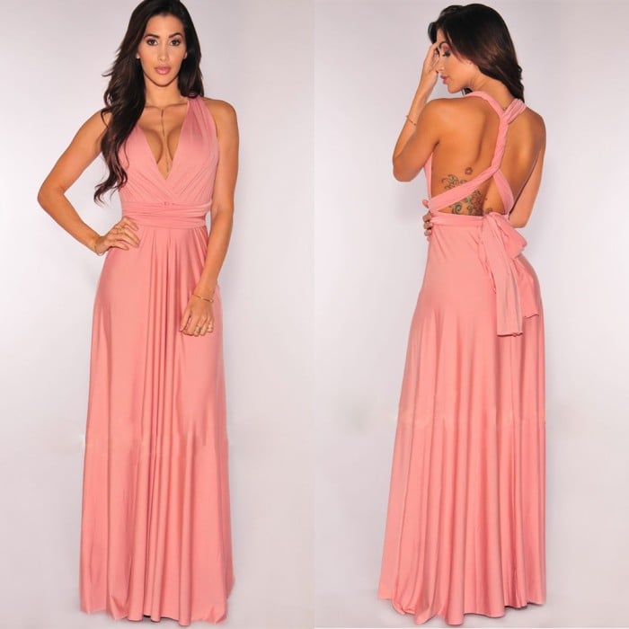 Ärmelloses Damen Maxikleid mit V-Ausschnitt für den Sommer