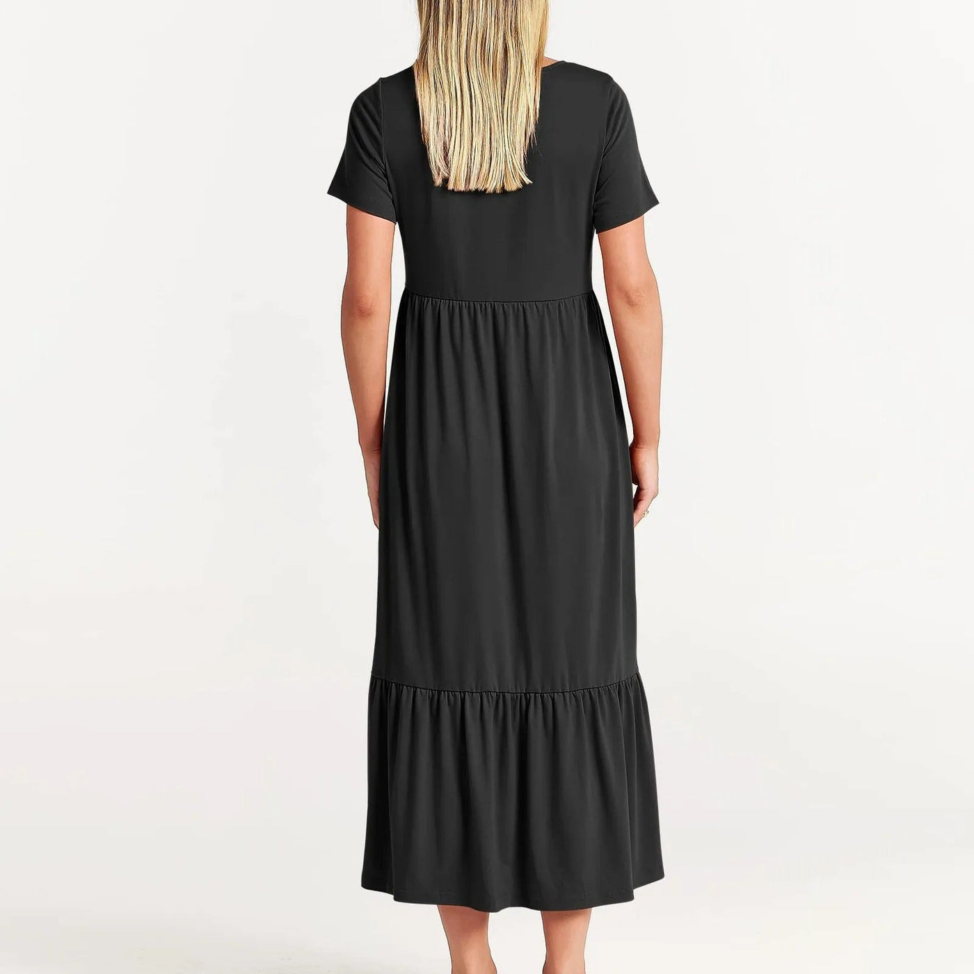 Weiches Kleid Mit Rundhalsausschnitt Für Damen | Midi