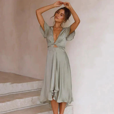 Damen Sommerkleid Mit Twisted Top | Elegant