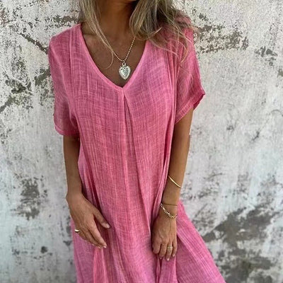 Lockeres Sommerkleid Mit V Ausschnitt Für Damen | Midi