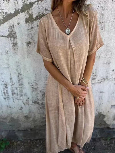 Lockeres Sommerkleid Mit V Ausschnitt Für Damen | Midi