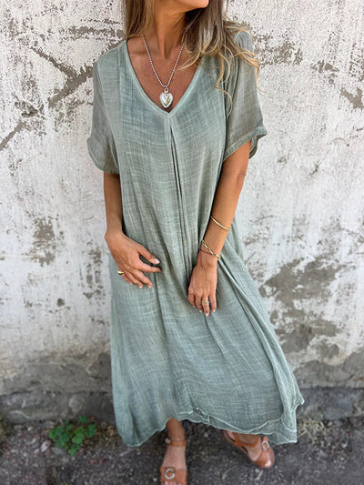 Lockeres Sommerkleid Mit V Ausschnitt Für Damen | Midi