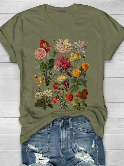 Kurzärmliges T Shirt Mit Blumendruck Für Damen | Sommer