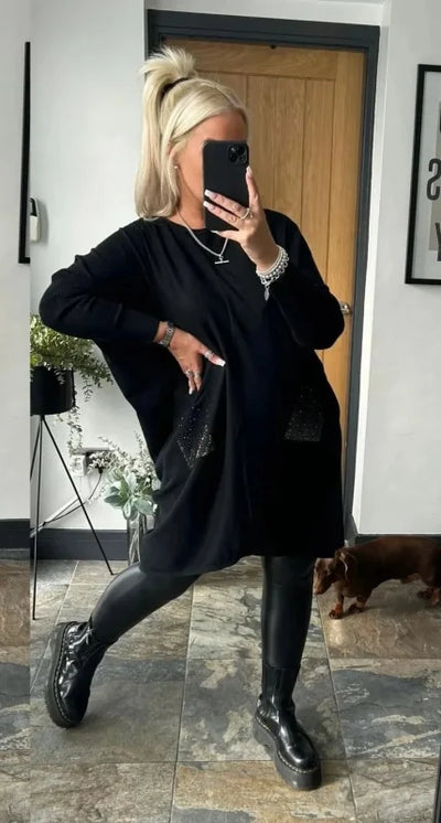 Zavando - CurveEmbrace Waffel Komfort Kleid