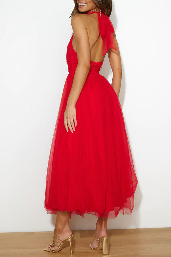 Elegantes Neckholderkleid Für Damen | Midi