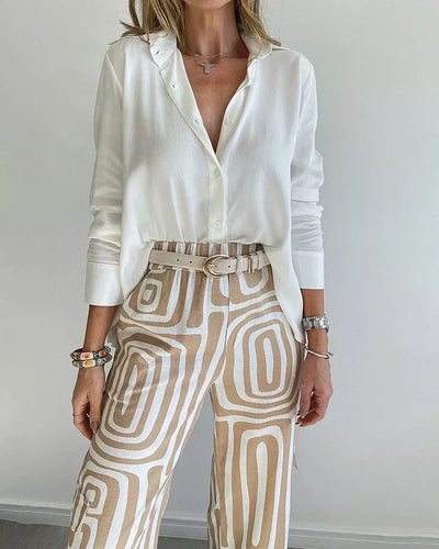 Zavando – Weiches elegantes Set mit locker sitzendem Hemd und weitem Hosen