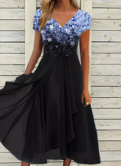 Zavando | Damen Elegante V-Ausschnitt Kleid | Abendkleid