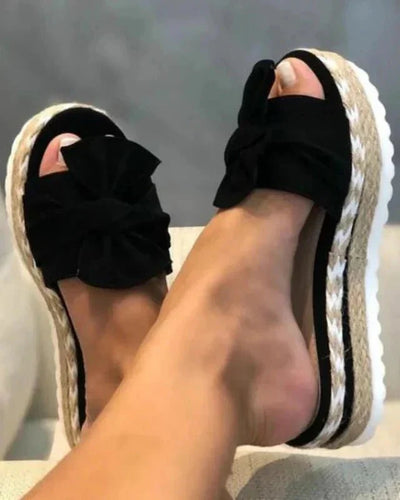 Damen Sandalen mit offener Spitze und Plateaukeilsohle
