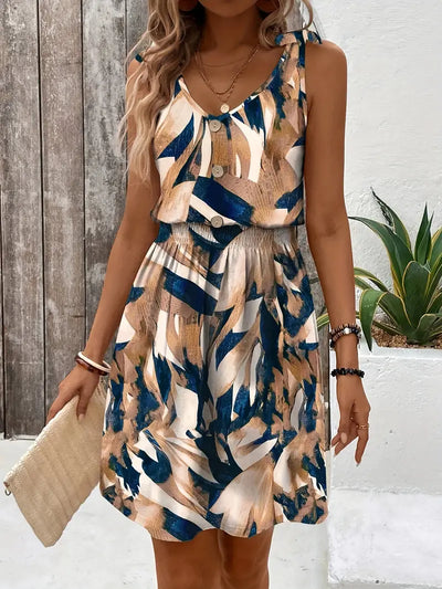 Zavando – Stilvolles ärmelloses Kleid mit abstraktem Print