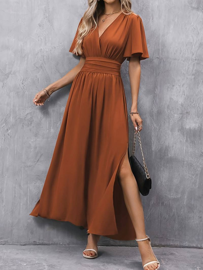 Zavando | Festlich Kleid Braun | Midi