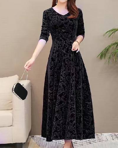 Zavando | Festliche Kleid Langarm | Midi