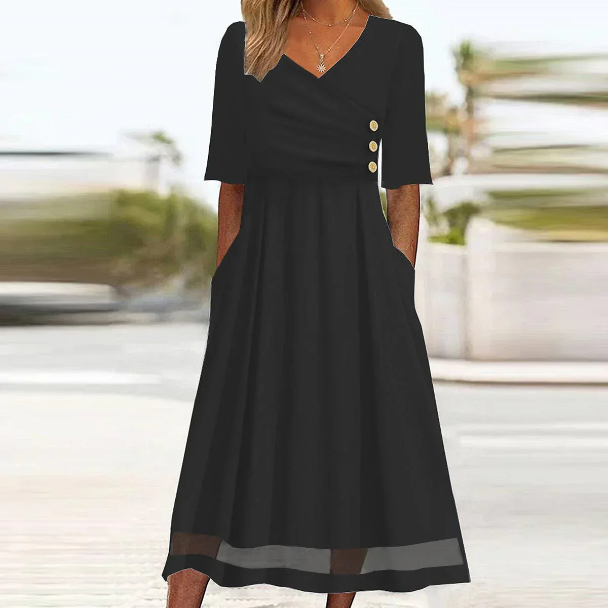 Zavando | Festliche Kleid Schwarz | Midi