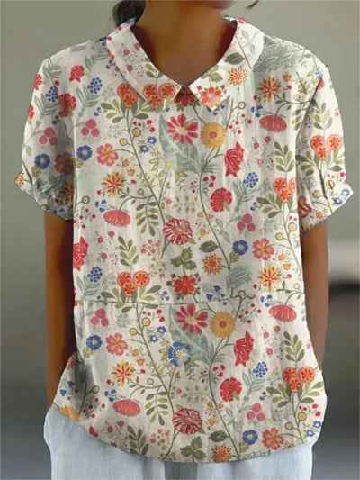 Damen Vintage Blumenmuster Bluse | Lässig
