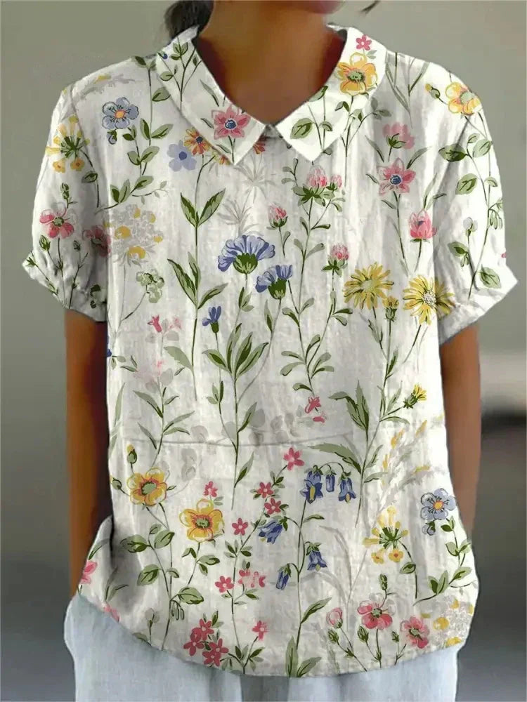 Damen Vintage Blumenmuster Bluse | Lässig