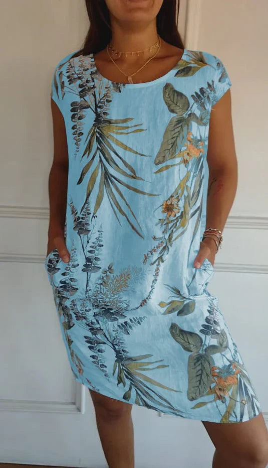 Kurzärmliges Sommerkleid Mit Aufdruck Für Damen | Midi