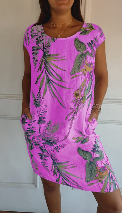 Kurzärmliges Sommerkleid Mit Aufdruck Für Damen | Midi