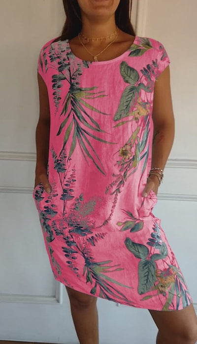 Kurzärmliges Sommerkleid Mit Aufdruck Für Damen | Midi