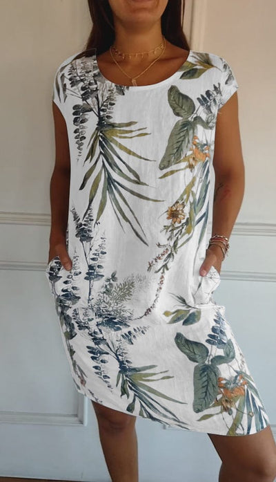 Kurzärmliges Sommerkleid Mit Aufdruck Für Damen | Midi