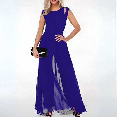 Damen Bodenlanger Jumpsuit mit Rock und Cut-out Schulterdetails