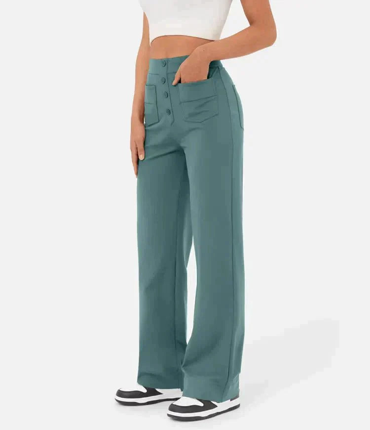 Zavando - Elastische Freizeithose mit hoher Taille