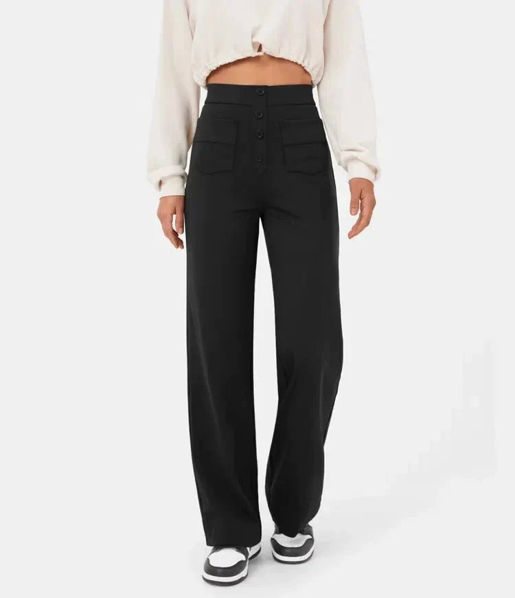 Zavando - Elastische Freizeithose mit hoher Taille