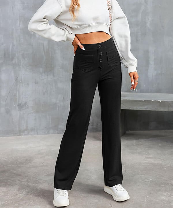 Zavando - Elastische Freizeithose mit hoher Taille