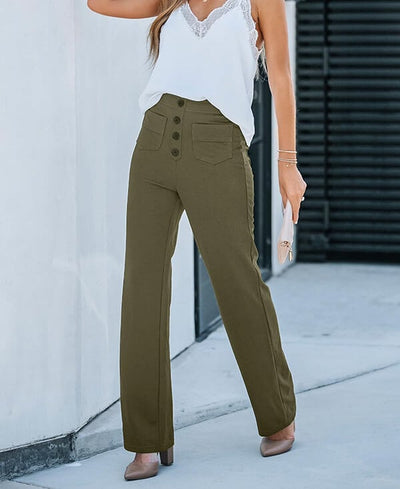 Zavando - Elastische Freizeithose mit hoher Taille