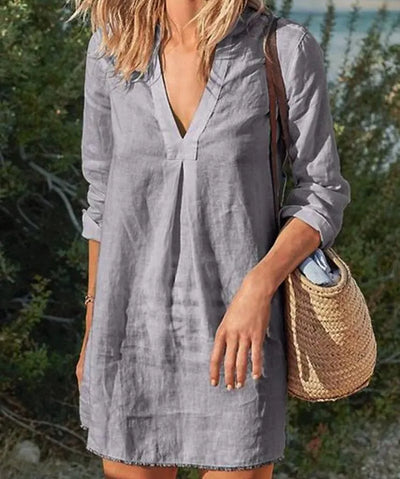 Sommerkleid Mit V Ausschnitt Und 3/4 Ärmeln Für Damen | Mini