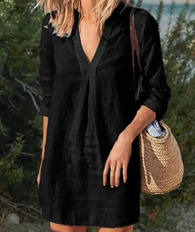 Sommerkleid Mit V Ausschnitt Und 3/4 Ärmeln Für Damen | Mini