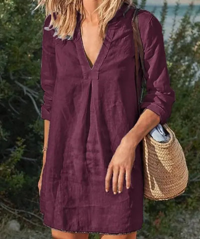 Sommerkleid Mit V Ausschnitt Und 3/4 Ärmeln Für Damen | Mini