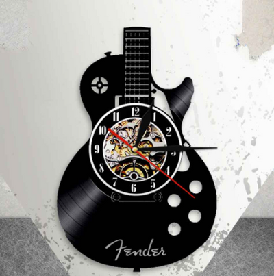 Gitarren-Vinylschallplatten-Wanduhr